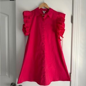 Crown & Ivy Vibrant Pink Button Down Dress